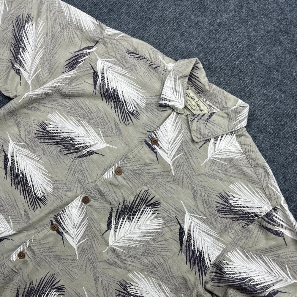 Palm Island Vintage 90s Y2K‎ Feather Palm Shirt Large Sage Green Cotton Rayon